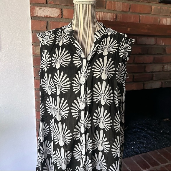 Anthropologie Porridge Peacock Boho Tunic Dress Black White Sz M - Picture 3 of 10